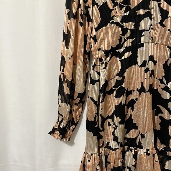 NWT MinkPink Long Sleeve Floral Pink and Black Dress a125 - Picture 3 of 6